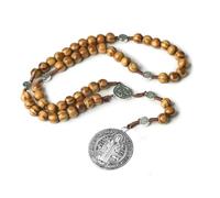 KOGMMYSEVP Wooden Rosary Crucifix Necklace Catholicism Religious Rosaries Prayer Beads Christian Cross Jesus Christ Jewelry [Brwon4]