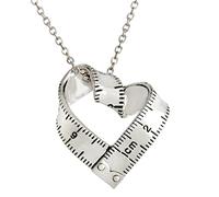 Koguxuix Fashion Jewelry Vintage Gold/Silver Tape Measure Twisted Heart Shaped Ruler Pendant Necklace (Silver)