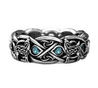 Koguxuix Fashion Jewelry Vintage Silver Celtic Wolf Topaz Stone Ring Euramerican Wolf Totem Ring for Women Men (9)