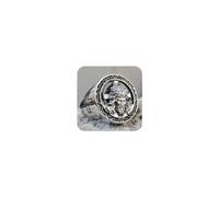 Koguxuix Vintage Silver Christian Catholic Jesus Cross Rings for Men Religious Lords Prayer Signet Band Ring for Baptism Christmas Communion Easter Size 7-13(12)