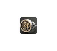 Koguxuix Vintage Silver Dragon Knights Warriors Ring Gold Silver Two-Tone Hip Hop Punk Club Ring Stainless Steel Religious Amulet Ring Size 6-13 for Men Women(12)