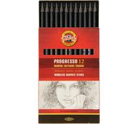 KOH-I-NOOR PROGRESSO WOODLESS GRAPHITE STICKS PENCILS 4B 6B 8B HB SKETCHING