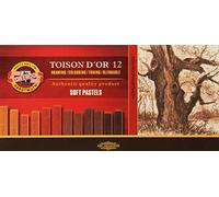 KOH-I-NOOR TOISON D'OR 8592012002BR Artist's Soft Pastels - Brown (Pack of 12)