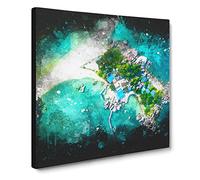 Koh Pha Ngan In Ko Tao Thailand Paint Splash Canvas Print | Gallery Wrapped 30mm Frame Wall Art | 20x20 inches | Ready to Hang | Modern Picture | Living Room Bedroom Lounge Office