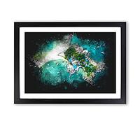 KOH PHA-NGAN in Ko Tao Thailand Paint Splash Framed Print | A2 Black Framed Wall Art | Ready to Hang | Modern Nature Picture | Living Room Bedroom Lounge Office