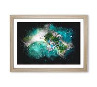 KOH PHA-NGAN in Ko Tao Thailand Paint Splash Framed Print | A2 Oak Framed Wall Art | Ready to Hang | Modern Nature Picture | Living Room Bedroom Lounge Office