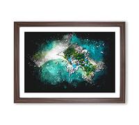 KOH PHA-NGAN in Ko Tao Thailand Paint Splash Framed Print | A2 Walnut Framed Wall Art | Ready to Hang | Modern Nature Picture | Living Room Bedroom Lounge Office