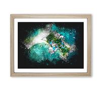 Koh Pha Ngan In Ko Tao Thailand Paint Splash Modern Art Framed Print | A3 Oak Framed Wall Art | Ready to Hang | Modern Nature Picture | Living Room Bedroom Lounge Office