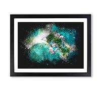 Koh Pha Ngan In Ko Tao Thailand Paint Splash Modern Art Framed Print | A4 Black Framed Wall Art | Ready to Hang | Modern Nature Picture | Living Room Bedroom Lounge Office