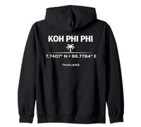 Koh Phi Phi Thailand Coordinates Island Travel Design Zip Hoodie