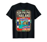KOH Phi Phi Thailand Flag Limestone Islands Vintage Art T-Shirt