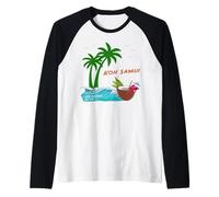 KOH Samui Palm Trees Island in Thailand Sunset at The Beach Raglan Baseball Tee