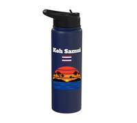 KOH Samui Souvenir Sunset Palm Trees Beach Thailand Flag Stainless Steel Insulated Water Bottle