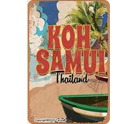Koh Samui Thailand 8X12 Inch Retro Look Iron Decoration Art Sign for Home Kitchen Bathroom Farm Garden Garage Inspirational Quotes Wall Decor