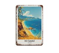 Koh Samui Travel Poster Tin Sign Vintage Metal Pub Club Cafe Bar Home Wall Art Decoration Poster Retro 8x12inch(20x30cm)