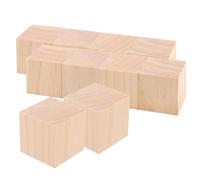 KOHAND 10 Pcs Wood Square Blocks, 2x2 Inch/5x5 cm Unfinished Wooden Cubes, Whittling Wooden Blocks for Puzzle Making, DIY and Craft Project
