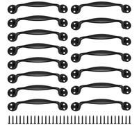 KOHAND 15 PCS Doors Pull Handles, 128mm Bow Door Pull Handle with Screw, Heavy Duty Gate Pull Handles for Furniture Drawer Cupboard Cabinet Wardrobe Garden Shed, Black