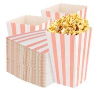 KOHAND 150 Pcs Retro Popcorn Boxes, 11.5×7 cm Pink Striped Paper Popcorn Favor Boxes, Cardboard Popcorn Tubs Small Popcorn Boxes for Party Snacks Candies Popcorn Gift Bags Christmas