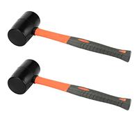 KOHAND 2 Pack 16 oz Rubber Hammer, Solid Mallet Hammer, Fiberglass Handle Rubber Mallet for Flooring, Paving, Woodworking