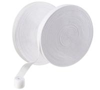 KOHAND 2 Roll Cotton Bias Binding Tape, 25mm x 45m White Webbing Tape Herringbone Twill Tape for Sewing, Dressmaking, Craft, Knitting Apron, Garment