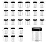 KOHAND 24 Pack 250 ML 8 OZ Plastic Jars with Black Lids, Clear Plastic Wide Mouth Storage Jars, Empty Round Slime Containers for DIY Crafts, Beads, Glitter, Food, Snacks, Spice