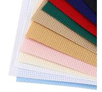 KOHAND 24 Pcs Embroidery Fabric Cotton, Assorted Color Cross Stitch Sheets 14 Count Stitch Fabric 15x15 cm Squares White Embroidery DIY Cross Stitch Clothes for Making Decoration