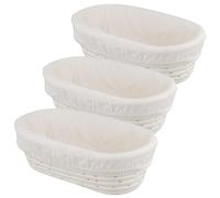 KOHAND 3 Pack 25cm Bread Proofing Baskets, Oval Sourdough Proving Basket with Linen Liner, Banneton Proofing Basket for Professional Home Bakers