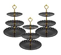 KOHAND 3 Pack 3 Tier Cake Cupcake Stand, Black Serving Plastic Cupcake Stand Holders Round Serving Platter, Black Tiered Server Plate Cake Dessert Fruit Display Tower for Party, Wedding