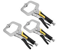 KOHAND 3 Pack C Clamp Locking Pliers 11 Inch/28cm, Adjustable Welding Vice Grips C Clamps with Swivel Pads and Plastic Handle, Nickel Plated C Pliers for Woodworking, Aligning, Welding
