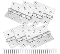 KOHAND 3 Pair Ball Bearing Door Hinges, 4 Inch Door Hinges, Stainless Steel Chrome Fire Door Hinges, Butt Door Hinge with Screws for Internal & External Doors, Room Door, Kitchen,Cabinet (Sliver)