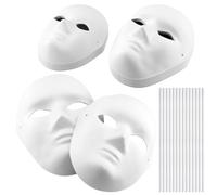 KOHAND 30 Pack White Paper Masks, Women Men Pulp Blank Face Masks with Adjustable Elastic Band, Pure White Paintable Face Masks for Carnival, Halloween, Party Decorations