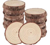 KOHAND 30 PCS 9-10 cm Natural Wood Slices, Unfinished Wood Rounds with Bark, Round Wooden Discs Circles for Crafts Christmas Ornaments Wedding Rustic Decoration DIY Handcrafts