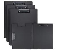 KOHAND 4 Pack A4 Clipboard Folder, Clip Boards with Cover and Two Clips, Plastic Clipboard Folder for Business, Office, Hospital, Black