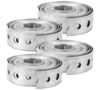 KOHAND 4 Rolls 0.7 Inch x 10FT Galvanised Steel Band Metal Fixing Strap with Perforated Holes, Wide Metal Strapping for Fence Brackets Fixing and Pipe Hanging