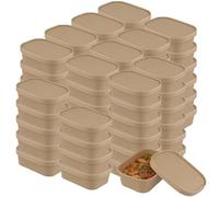KOHAND 50 PCS 650ml Kraft Food Containers with Paper Lids, Rectangular Takeaway Box Kraft Salad Box for Restaurant Takeaway, Street Food, Party, Lunch Meal, Brown