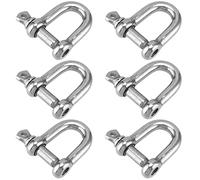 KOHAND 6 Pcs M10 D Shackle, 3/8 Inch Stainless Steel D Shape Ring Shackle with Screw Pin Anchor, Heavy Duty Clevis Marine Shackle Lock Clips for Rope Chain Link and Outdoor Indoor Application