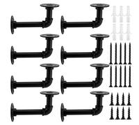 KOHAND 8 Pack Industrial Pipe Brackets, Black Pipe Shelving Brackets with Screws and Hard Wall Anchors, Pipe Brackets for Shelves,Scaffold Board and Home Decoration