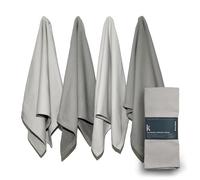 KOHDA LIVING Premium Silver Infused Kitchen Towels - 100% Organic Cotton Dish Towels - Odor Controlled Tea Towels (Pack of 4) Absorbent Kitchen Hand Towels Gray
