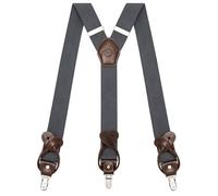 Kohentact Braces for Men Trousers with Clip and Button Attachment Options, Includes 6 Buttons, 1.4 Inch Width Y-Shape for Heights up to 6'7", Stainless Steel, XL Elasticity Adjustment Suspenders