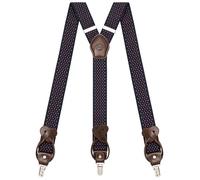 Kohentact Braces for Men Trousers with Clip and Button Attachment Options, Includes 6 Buttons, 1.4 Inch Width Y-Shape for Heights up to 6'7", Stainless Steel, XL Elasticity Adjustment Suspenders
