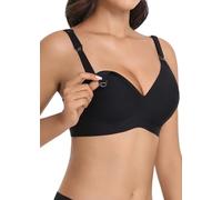 Kohentact Maternity Nursing Bras Wireless Seamless Ultra-Soft Comfort for Breastfeeding Pregnancy Easy One-Handed Access Sleep Bra Black