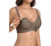 Kohentact Maternity Nursing Bras Wireless Seamless Ultra-Soft Comfort for Breastfeeding Pregnancy Easy One-Handed Access Sleep Bra Brown