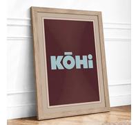 KOHi Type Study Typography Framed Wall Art Print A1 (84.1×59.4cm) Oak, Wall Decor for Living Room, Bedroom, Office & Home, Ready to Hang, Art Gift