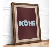 KOHi Type Study Typography Framed Wall Art Print A1 (84.1×59.4cm) Walnut, Wall Decor for Living Room, Bedroom, Office & Home, Ready to Hang, Art Gift