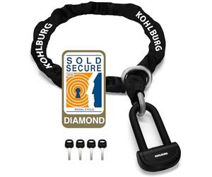 KOHLBURG 13lbs Massive Sold Secure Diamond Motorcycle Chain Lock | 5ft Long