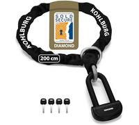 KOHLBURG 8 kg Massive Motorcycle Security Chain Lock - 210cm Long with Our Highest Security Level 15plus of 15 - Heavy Duty 13mm Steel Chain as Anti Theft Motorcycle Lock, Scooter & ebike Lock