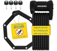 KOHLBURG Bicycle Folding Lock Highest Security at Only 1kg - 89cm Model Vienna - Bicycle Lock with Bracket - Very Secure Bicycle Lock as e-Scooter Lock & eBike Folding Lock Bicycle Secure