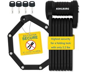 KOHLBURG Bicycle Folding Lock Highest Security at Only 1kg - 89cm Model Vienna - Bicycle Lock with Bracket - Very Secure Bicycle Lock as e-Scooter Lock & eBike Folding Lock Bicycle Secure