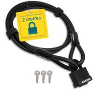 KOHLBURG Cable Bike Lock 2m Long & Padlock with Key [3X], Easy Click-to-Close - Bicycle Lock with 200cm Loop Cable - Steel Cable for Trailer & Stroller, Multiple Bikes & Garden Furniture