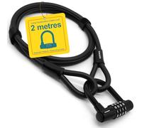 KOHLBURG Cable Lock 2 Metres Long with Code - 200cm Combination Lock - Steel Cable Lock with Hook & Loop Straps - Steel Cable with Number Code for Bicycle, Garden Furniture & Bike Lock